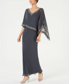 J Kara Bead-Embellished Cape Gown   Reviews - Dresses - Women - Macy s at Macys